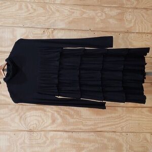 Uncle Frank Black Long Sleeve Turtleneck Tiered Ruffle Dress Size S